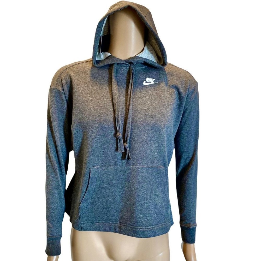 Nike Women's Cropped Hoodie Yoga Luxe Grey‎  CJ3673-121 Loose Fit Split Sz XL
